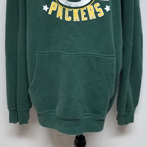 VINTAGE 1990s NFL Green Bay Packers Green Yellow Oversized Pullover Hoodie Large - Picture 10 of 14